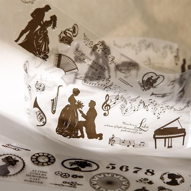 Beautiful Day Die-cut Retro Silhouette PET Tape: Scenery Decor for Journals & Phone Cases