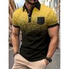 Casual Pocket Button Men's Printed Polo Shirt