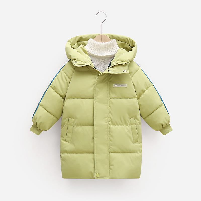 2025 Kinder Lange Baumwollgepolsterte Jacke - Mittellang Koreanischer Stil für Jungen und Mädchen, Über das Knie, Verdickter Baumwollmantel