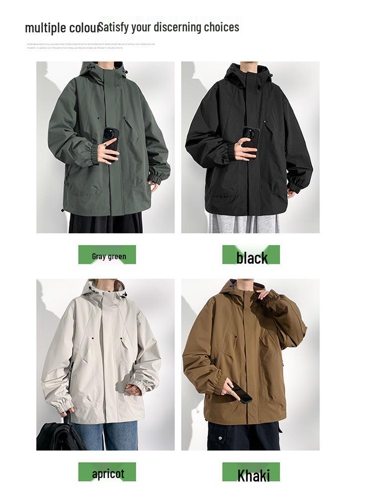 Men's Plus Size Casual Hooded Jacket - Windproof & Trendy for Spring/Autumn