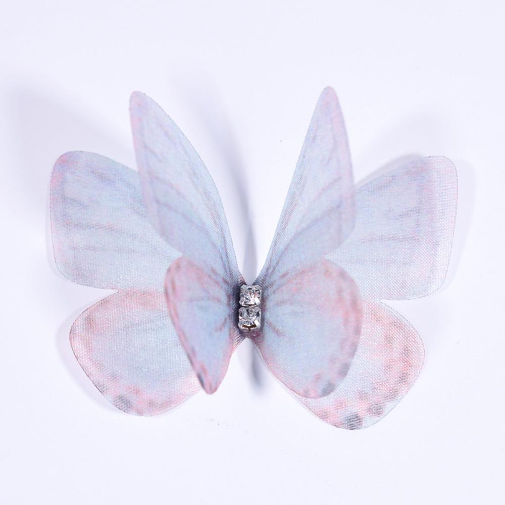 50Pcs 3D Organza Fabric Butterfly Appliques Clothes Sewing Patch  Bridal Hair Accessories