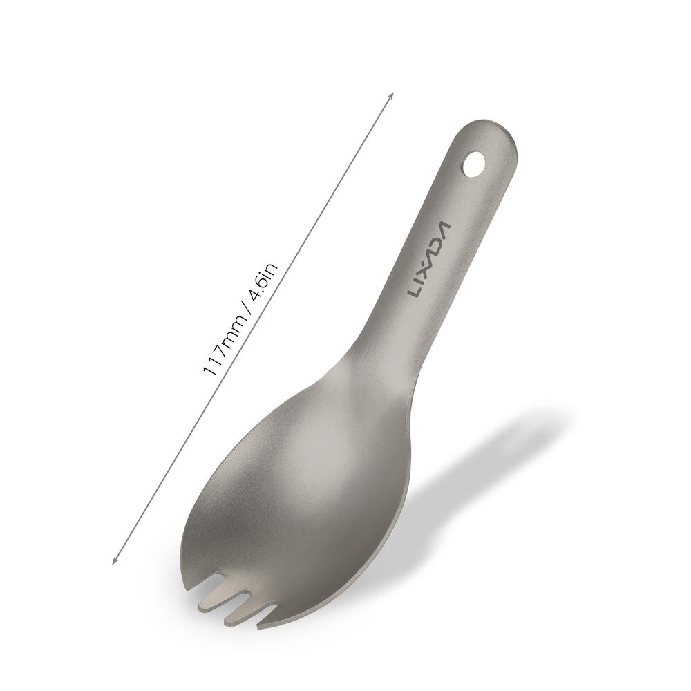 Lixada Kısa Saplı Titanyum Spork Ultralight Çocuk Bebek Spork Açık Kamp Piknik Sofra Takımı