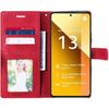 Coque pour Xiaomi Redmi Note 13 5G (pas pour 4G) et 2 Verres Trempés, Effet Cuir Antichoc Intégral Rouge