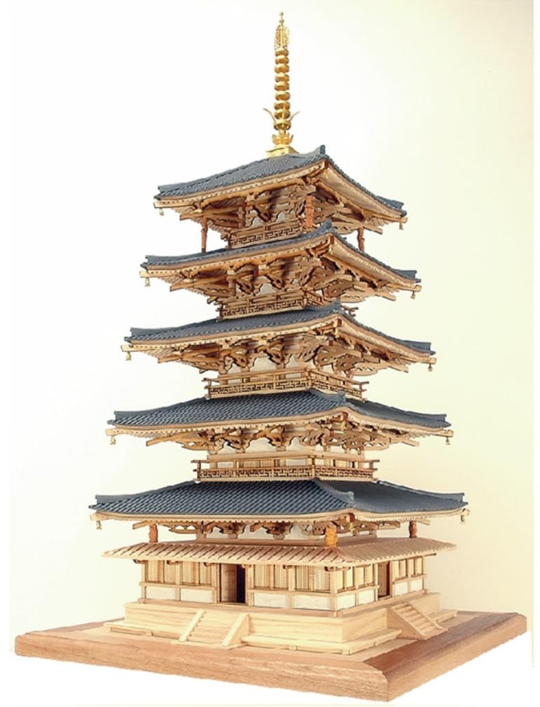 Woody Joe Temple Pagoda Wooden Model Assembly Kit 1/75 Horyu-ji Five-story (Building)