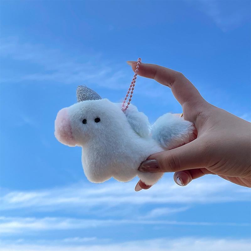 Cute Elephant Doll Plush Toy Keychain Cartoon Raccoon Giraffe Soft Stuffed Doll Pendant Car Key Ring Backpack Bag Decor Kid Gift