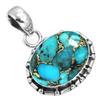 925 Sterling Silver Pendant Women Gemstone Handmade Jewelry Easter Gift Blue Green Purple Copper Turquoise Pearl Lapis Mother Of Pearl Fashion