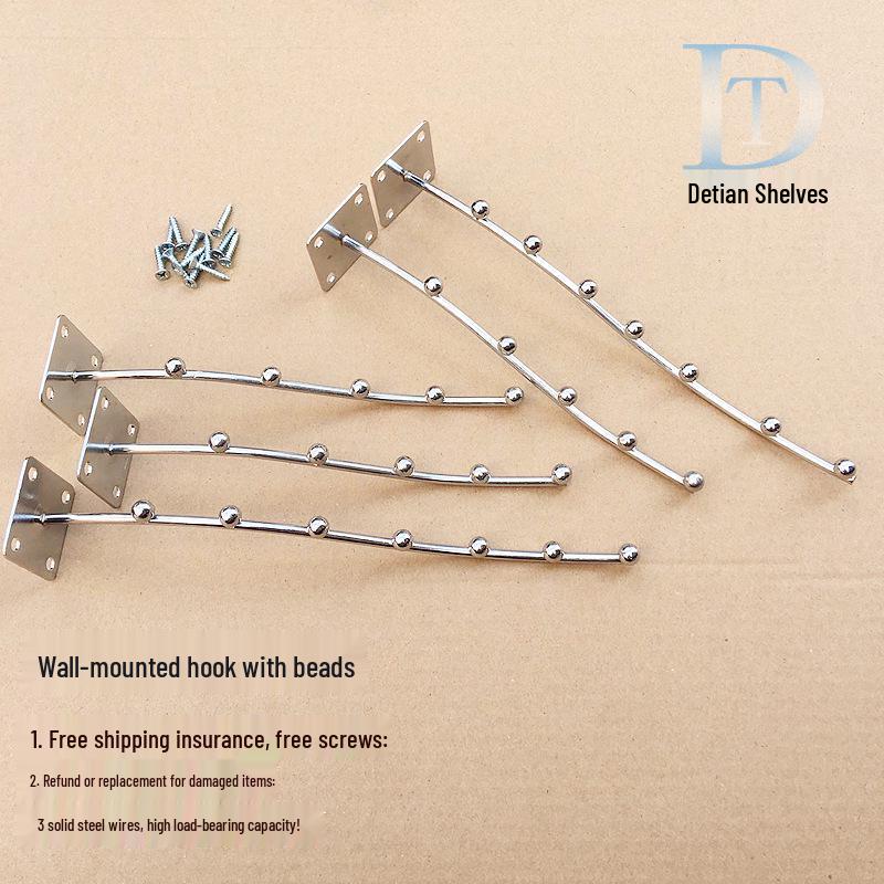 

Настенные крючки с бусинами: Изогнутый дизайн с семью и пятью бусинами для деревянных досок и полок Wall-Mount 7 Beads (Includes 4 Screws)