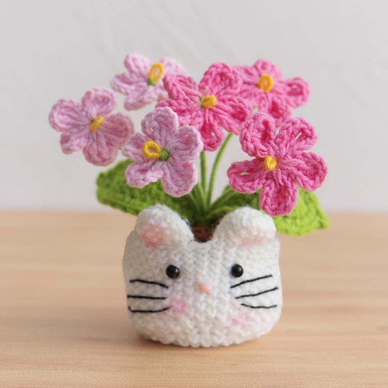 New Animal Crochet Flower Pot Cute Handwoven Flowers Knitting Flower Bookshelf Car Decoration Friends Gifts