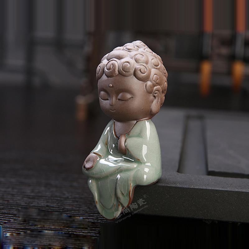 Cute Guanyin Tea Pets Ceramics Buddha Little Monk Boutique Geyao Small Home Decor Ornaments Kung Fu Tea Play Accessories