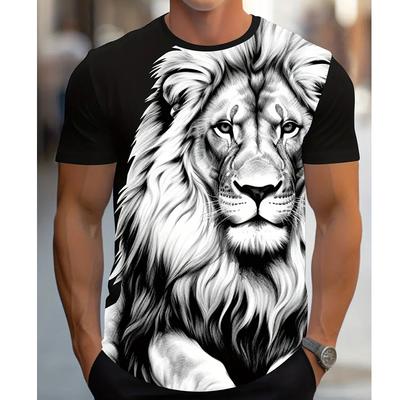 Nueva camiseta a la moda de verano para hombre, camiseta con estampado de León y personalidad, Top para hombre