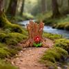 3Pcs Forest Stump Cottage Resin Fairy Garden Landscape Ornaments Decor for Moss Terrarium, Desktop Miniature Landscape with Wood House Accessory