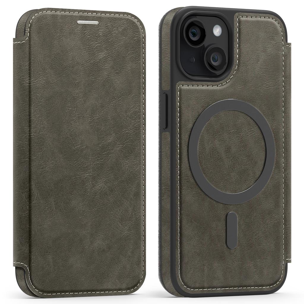 For iPhone 13 Case Compatible with MagSafe RFID Blocking Card Holder Leather Phone Cover