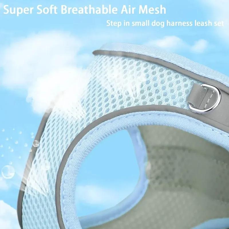 Breathable Dog Harness with Leash Adjustable Anti Escape Puppy Cat Harness Set for Small Medium Pets Yorkshire Pet Accessories
