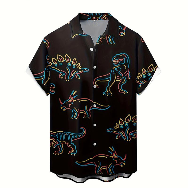 3D Dinosaur Printing Shirts For Men Plants Mushroom Graphic Shirts For Women Children Fashion Hawaiian Top Shorts & Blouses