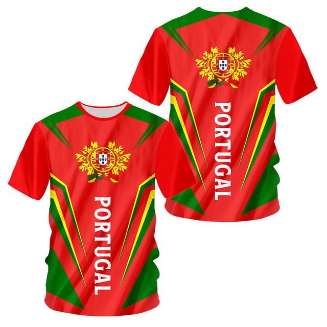 Portugalia męskie t-shirty letnie z krótkim rękawem O-neck modny top godło narodowe drukuj Harajuku ponadgabarytowe neutralne ubrania Camisa