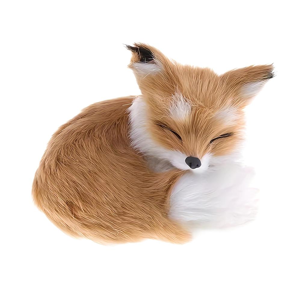 Cute Sleeping Fox Plush for Home Ideal for Lap Sleeping Toy, Handmade, Decor, (Brown)