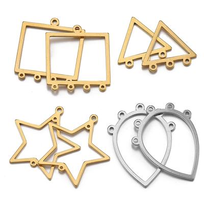 10pcs Stainless Steel Geometric Stamping Blank Drop Porous Connector Pendant Charms Necklace Earrings Jewelry Making DIY