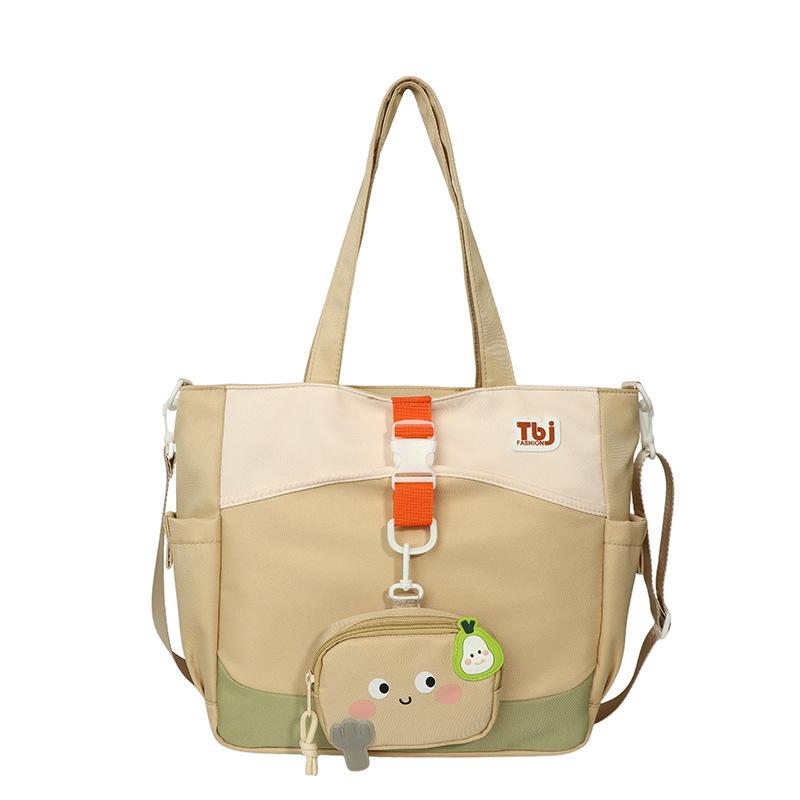 Cartoon Women's Shoulder Bag Contrast Color Student Crossbody Bag Large Capacity Tote Bag