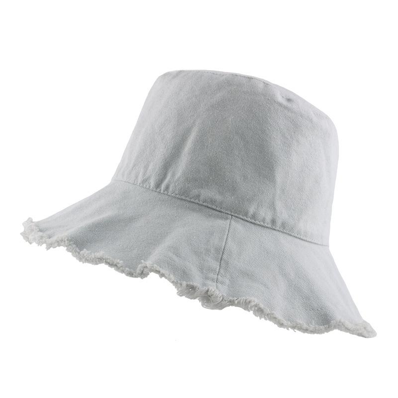 New  Logo Fringed Washed Cowboy Hat Ladies Cotton Flat Top Wide Brim Folding Outdoor Beach Hat
