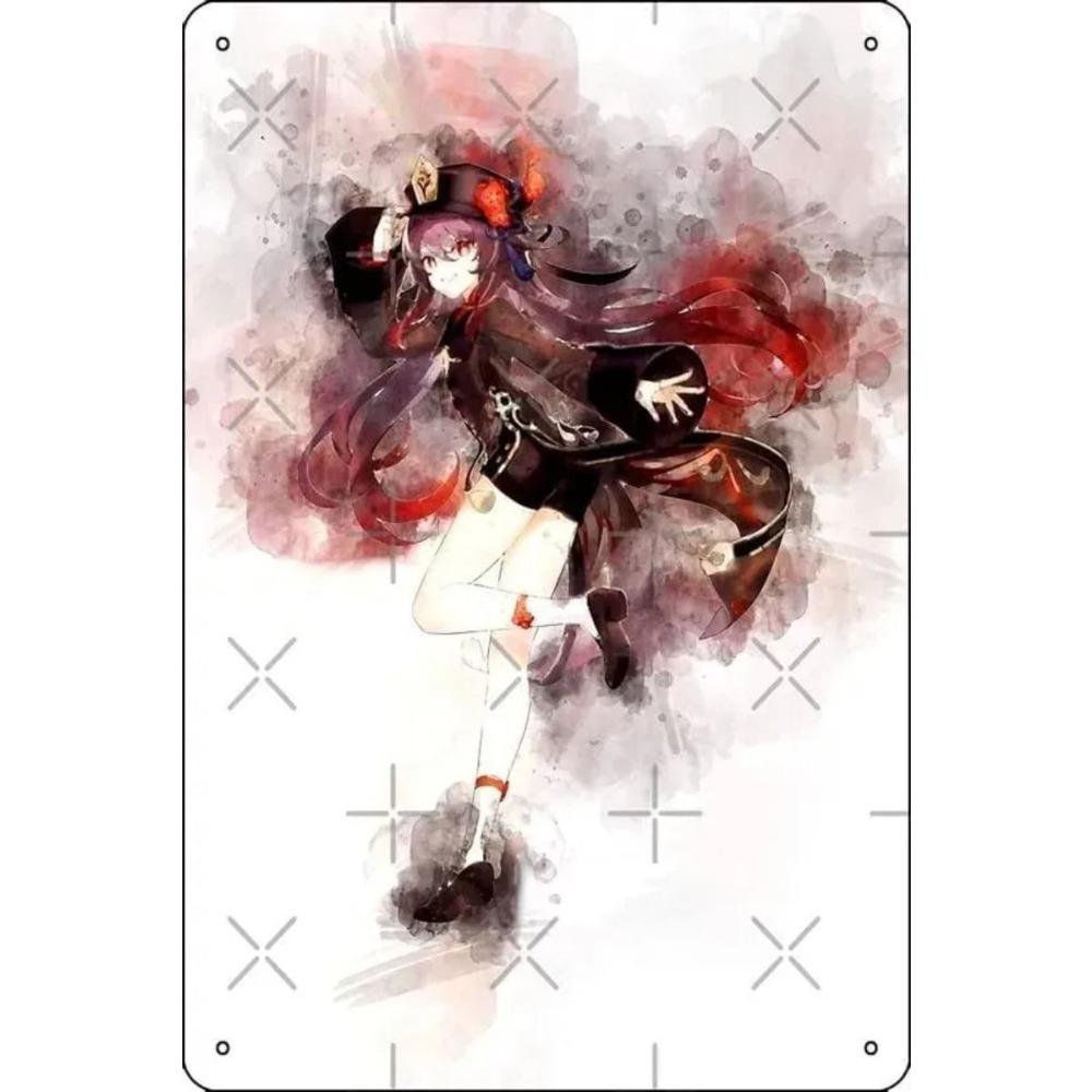 Decorative Metal Tin Sign, Anime Fitness Girl, 20x30 cm