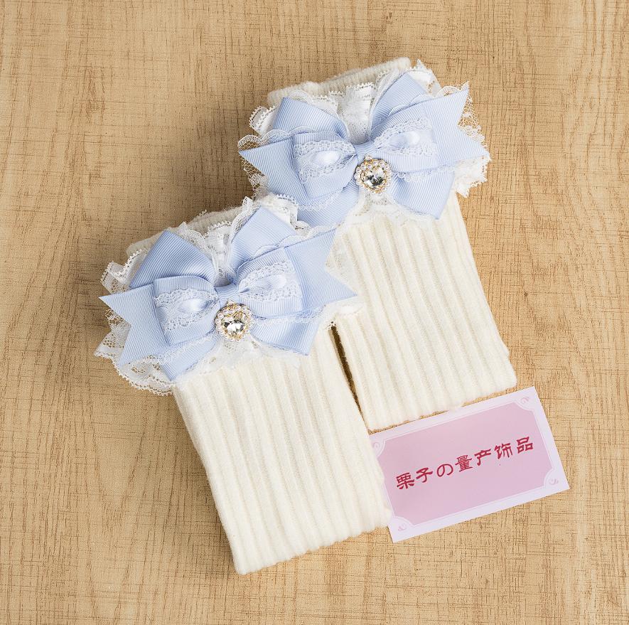 

Women s Knitted Socks Bow Thermal Imitation Cashmere Above Knee Socks Lolita Above Knee Socks One Size синій