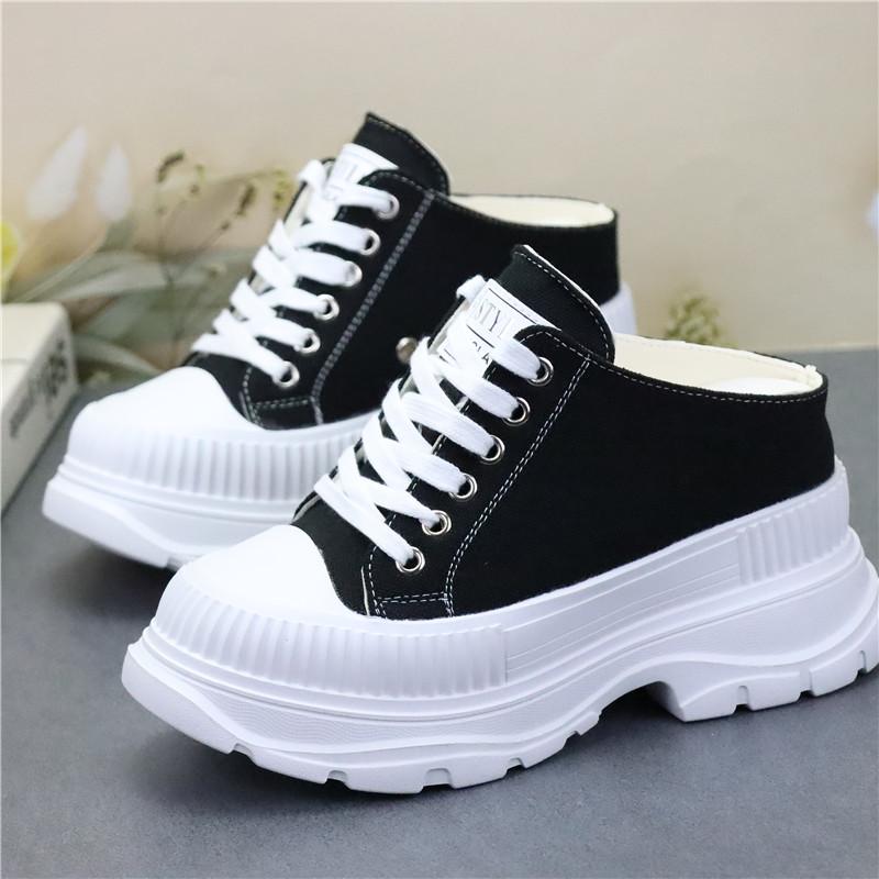 Fashion 9CM Summer New Thick Slippers Fashion Casual Women Sandals Canvas Bottom Heightening Shoes Female Indoor Women Low Sneakers