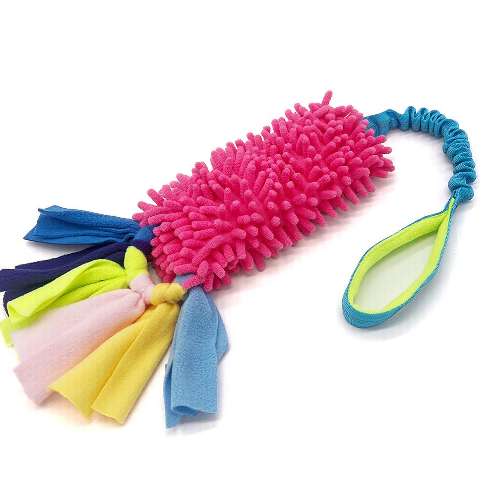 

Прочная игрушка для собак Интерактивная игрушка для чистки зубов Для агрессивных грызунов Мягкая плюшевая веревка для перетягивания Игрушка-швабра для питомца с BB-пищалкой 65cm розовый