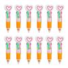 12Pcs Heart Shape Multicolored Pen 4-Color-in-1 Ballpoint Pen for Daily Note Taking Drawing and Classroom Exchange Gift
