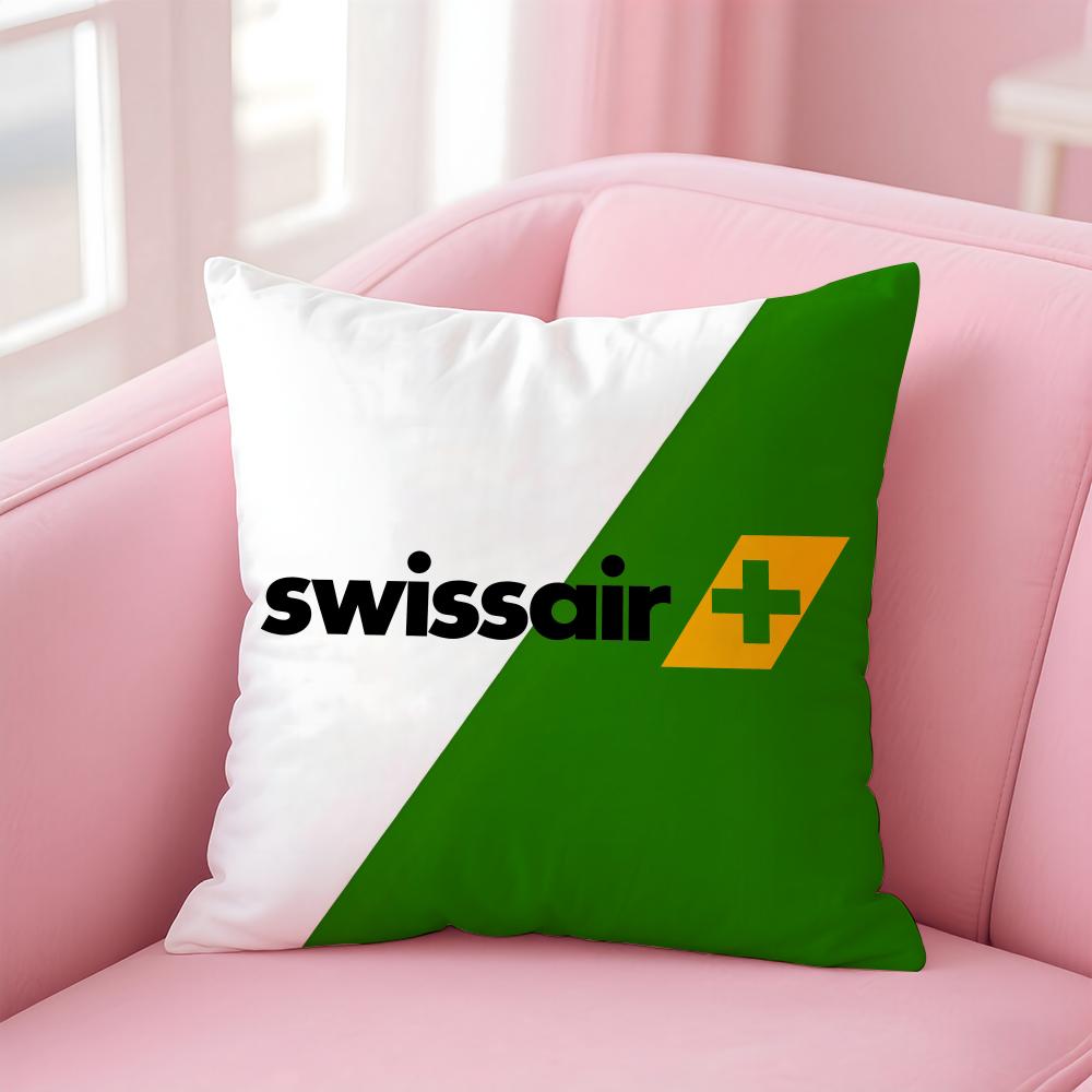 Classic Swiss AirlineBrand SSwissair Cushion Cover Pillow Case Soft Skin Friendly Fabric Concealed Zipper