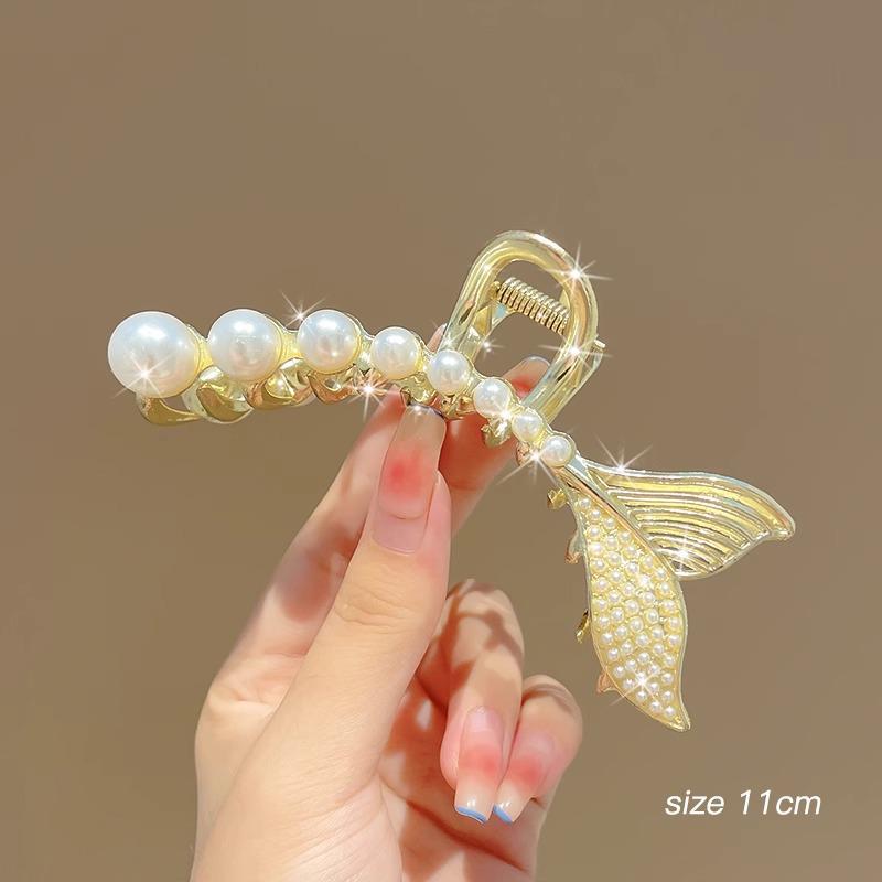 Luksusowy Metalowy Klips do Włosów dla Kobiet - Bardzo Duży Klips Rekinowy do Eleganckich Upięć