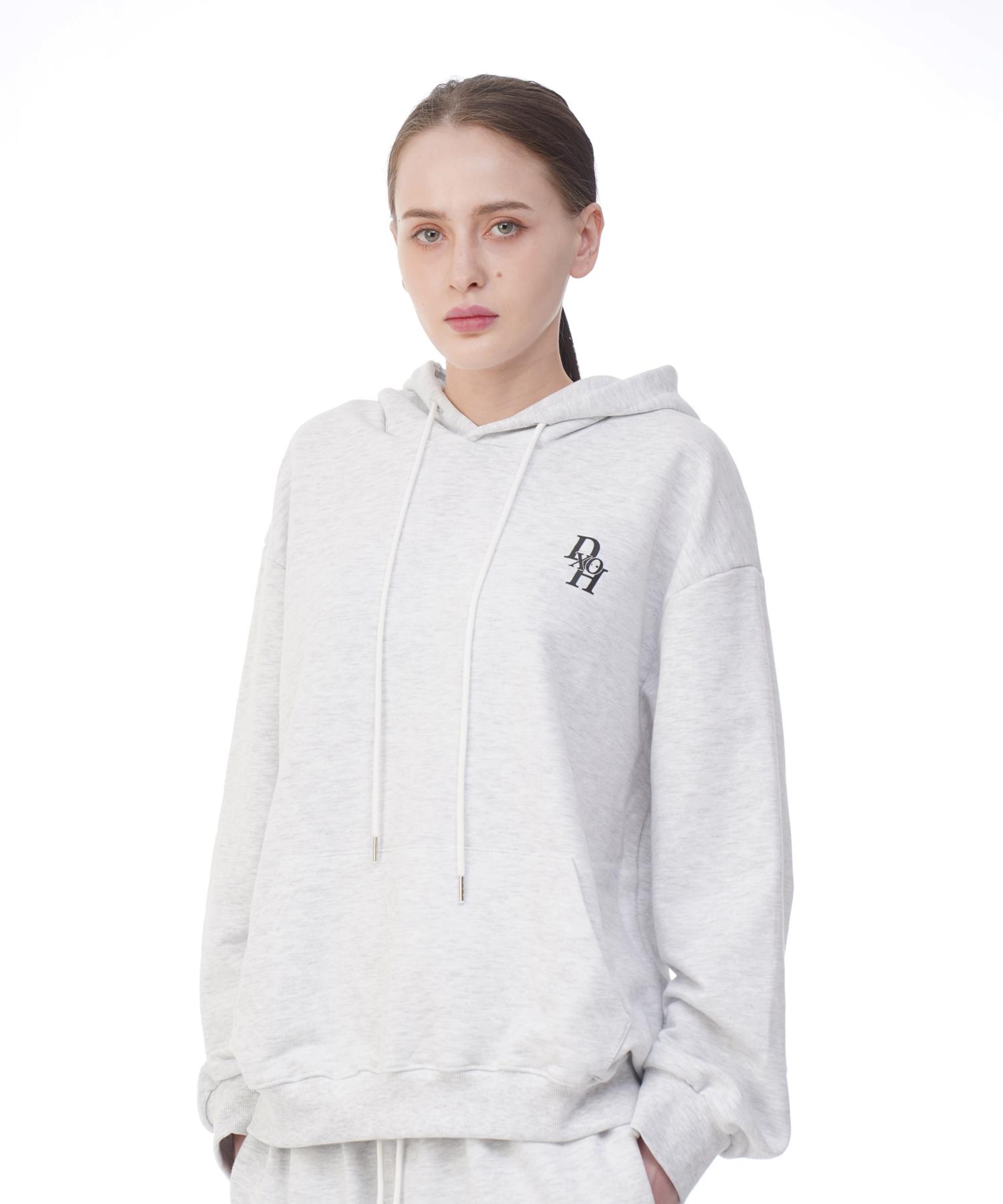 D So H Unisex Thunder Logo Hoodie White Melange Free