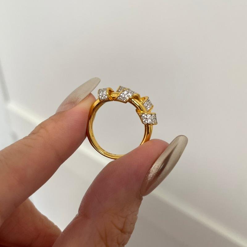 Light Luxury High-End Minimalist Inlaid Full Diamonds Winding Ring Irregular Charms Retro Style Rings For Women Jewelry Gift