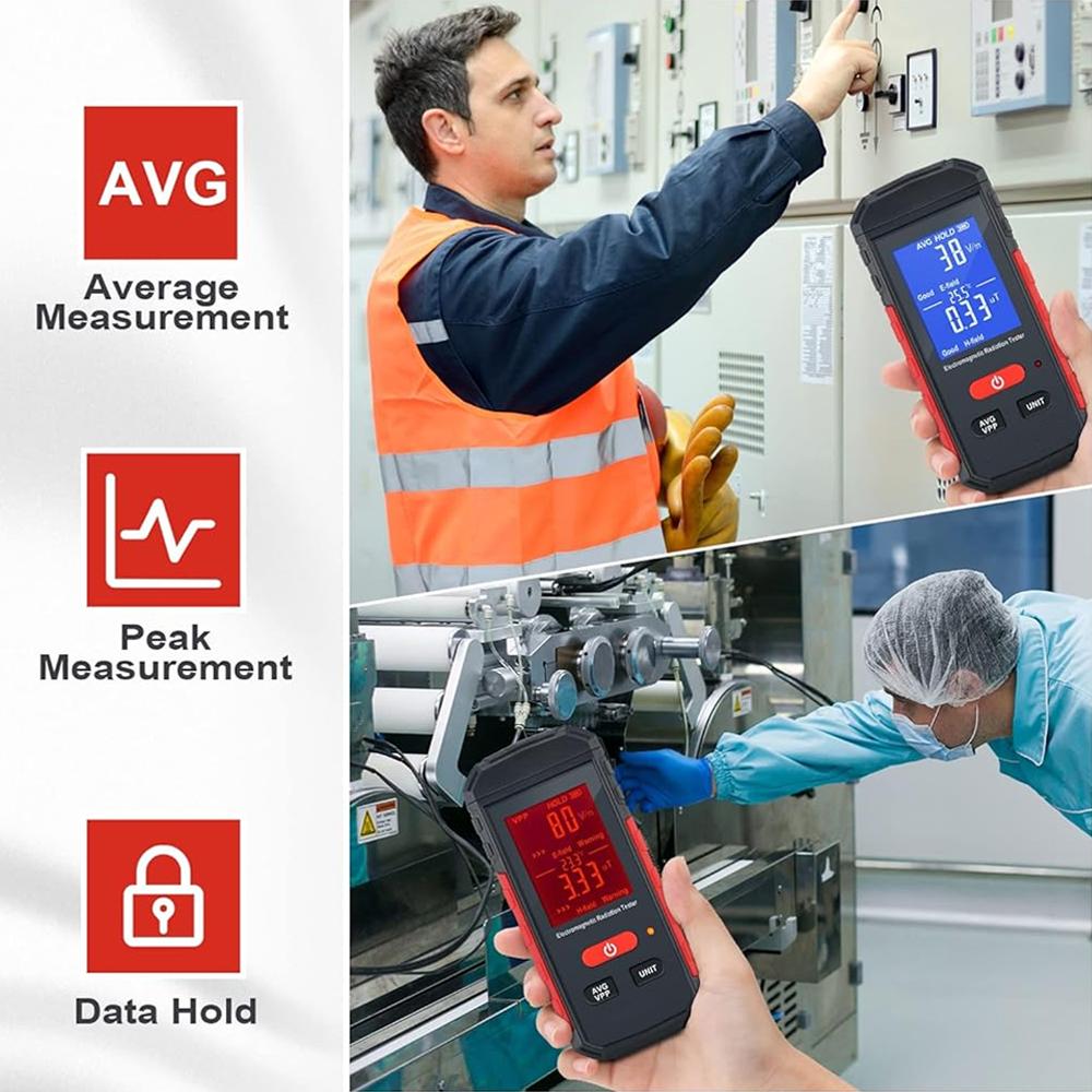 Handheld Portable Electromagnetic Radiation Detector, Electric & Magnetic Field Temperature Measurement, For Home EMF Inspection