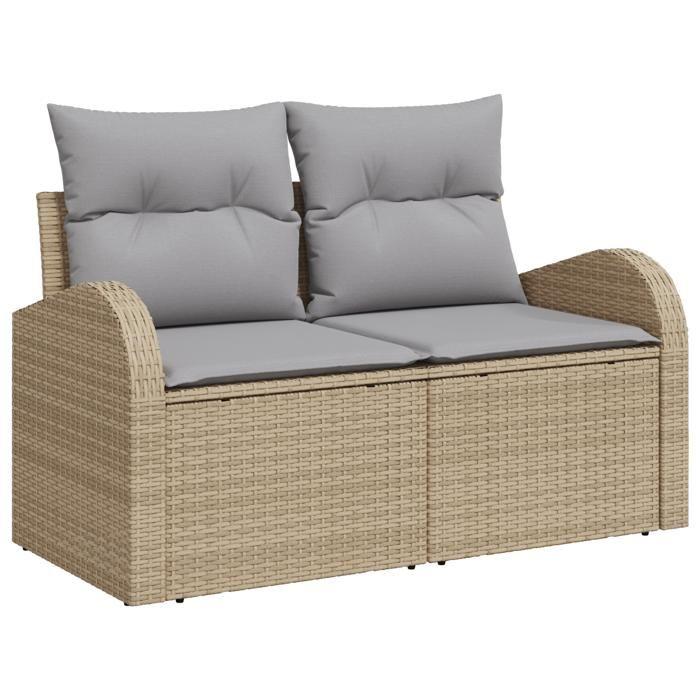 VidaXL Set of 6 Garden Sofas with Beige Cushions In Rattan 3359069