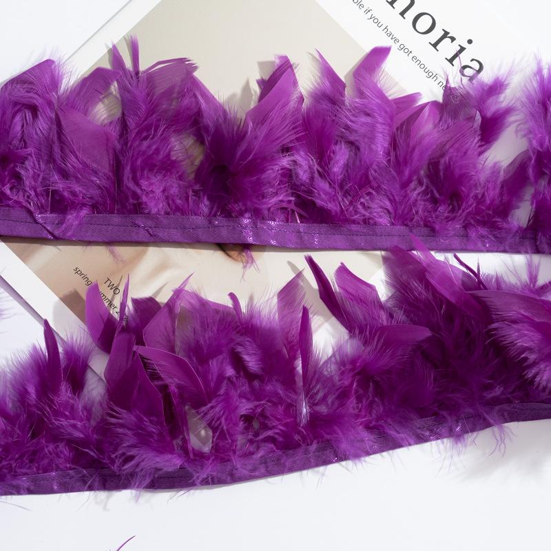 Encrypted Turkey Feather Fire Piece Feather Cloth Edge Skirt Lace Feather Lamp Diy Dance Clothes Accessories Decorative Materials