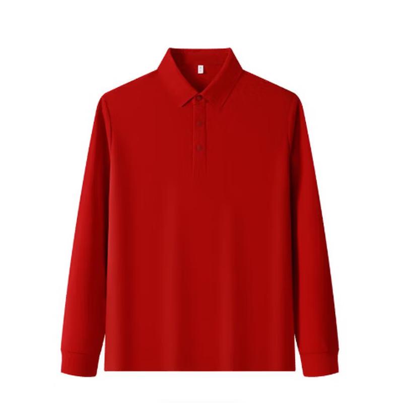 Unisex Long Sleeve Solid Polo Shirt