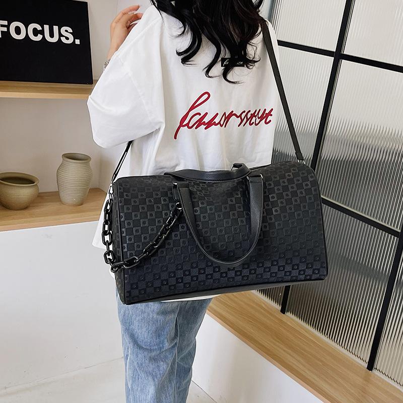 Geantă de mână la modă, simplă și atmosferică, de călătorie, cu capacitate mare, decorată cu lanț, Sac de depozitare pentru haine de casă