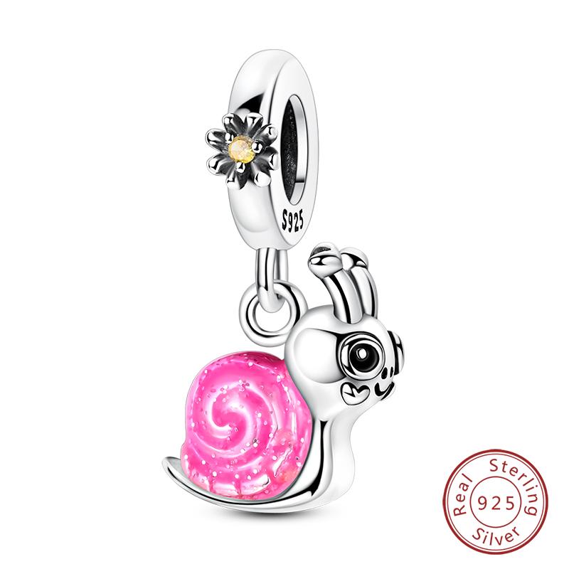 Fit 925 Silver Charms Beads Little Bear Lamb Little Flying Pig Pink Charms For Women DIY Birthday Jewelry Gift