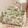Grande Cesto portaoggetti trapuntato floreale vintage con manico robusto - Organizer multifunzionale pieghevole per donne e ragazze, Portatile per bucato, Giocattoli
