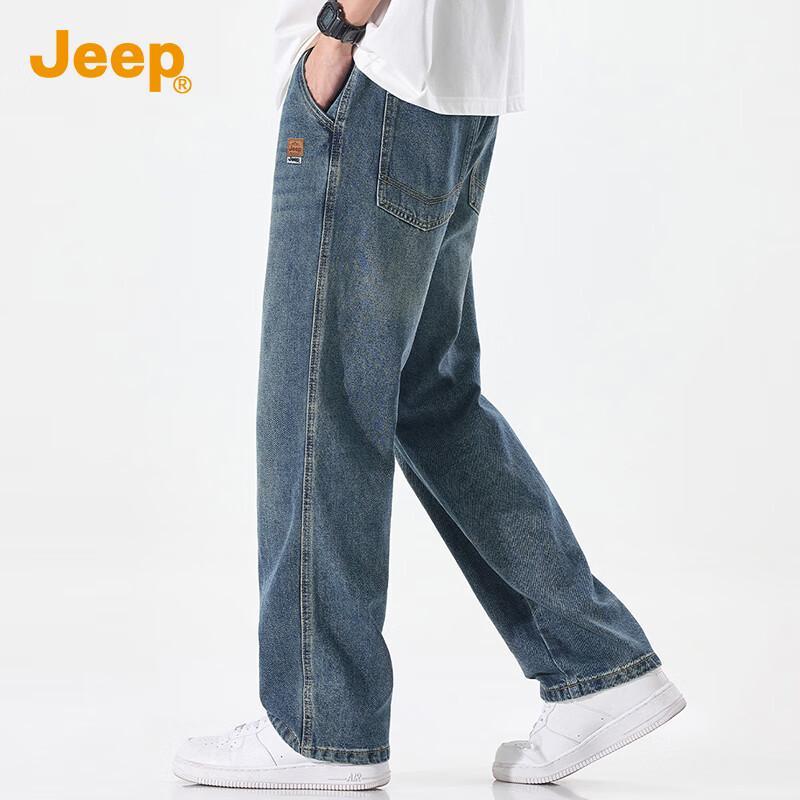 JEEP Men's Loose Straight American Style Denim Jeans