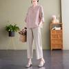 Chic Embroidered Cotton Linen Plus Size Summer Suit for Women - Short Sleeve Two-Piece Set
