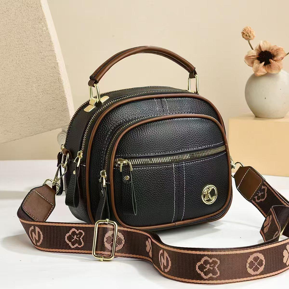 Crossbody Bag for Women Multi-zipper Shoulder Bag with Adjustable Wide Shoulder Strap PU Leather Square Handbags
