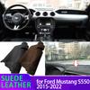 Liner Anti-Slip Mat Anti-UV Suede Leather Dashboard Cover Pad Sunshade Dashmat Accessories for Ford Mustang S550 2015~