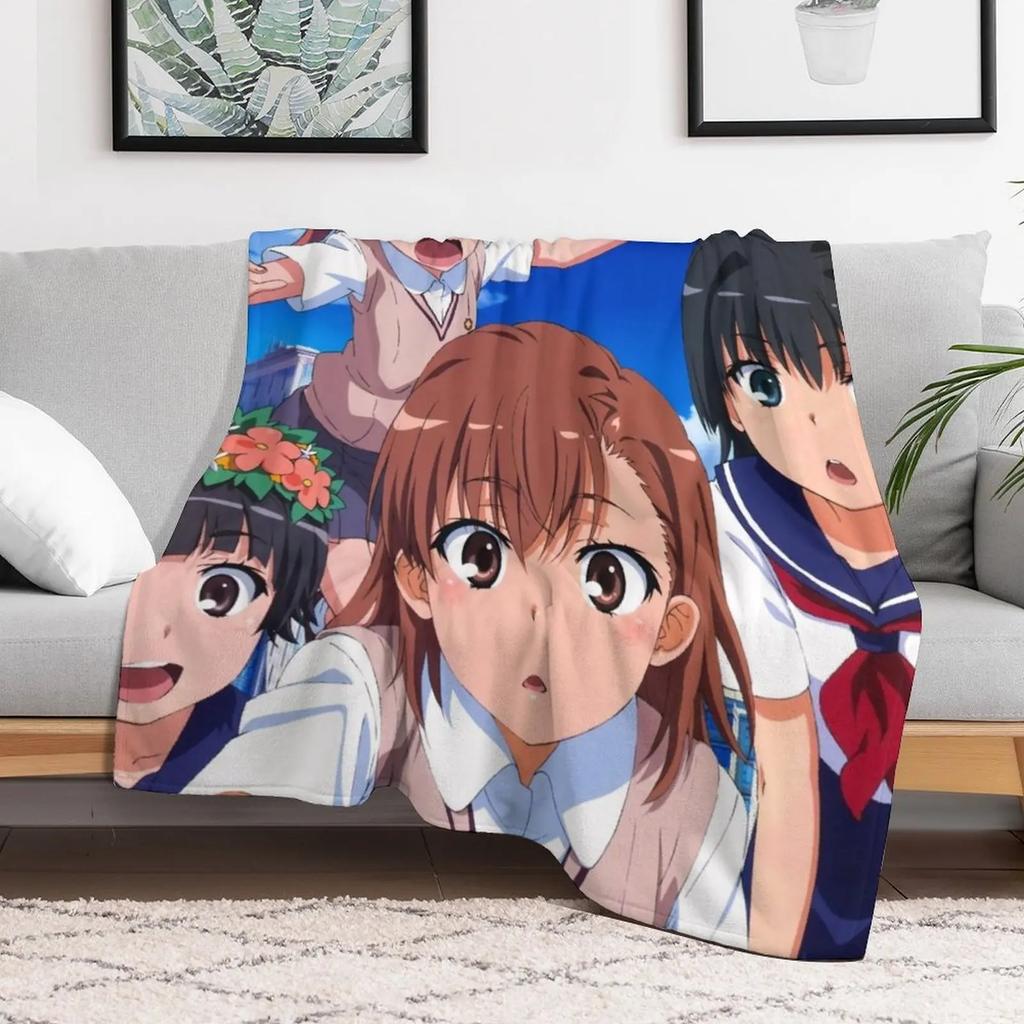 Toaru Kagaku Misaka Mikoto Shirai Kuroko Saten Ruiko Uiharu Kazari Throw Blanket Bed blanket king size
