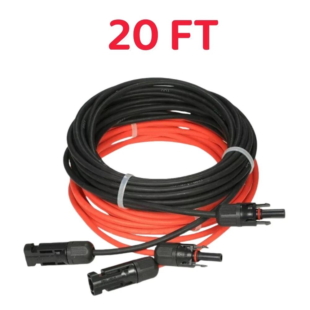 10FT/20FT 6mm2 Silicone Flexible Solar Panel Extension Cable 10 AWG PV Waterproof Wire Connectors For Solar Panel System