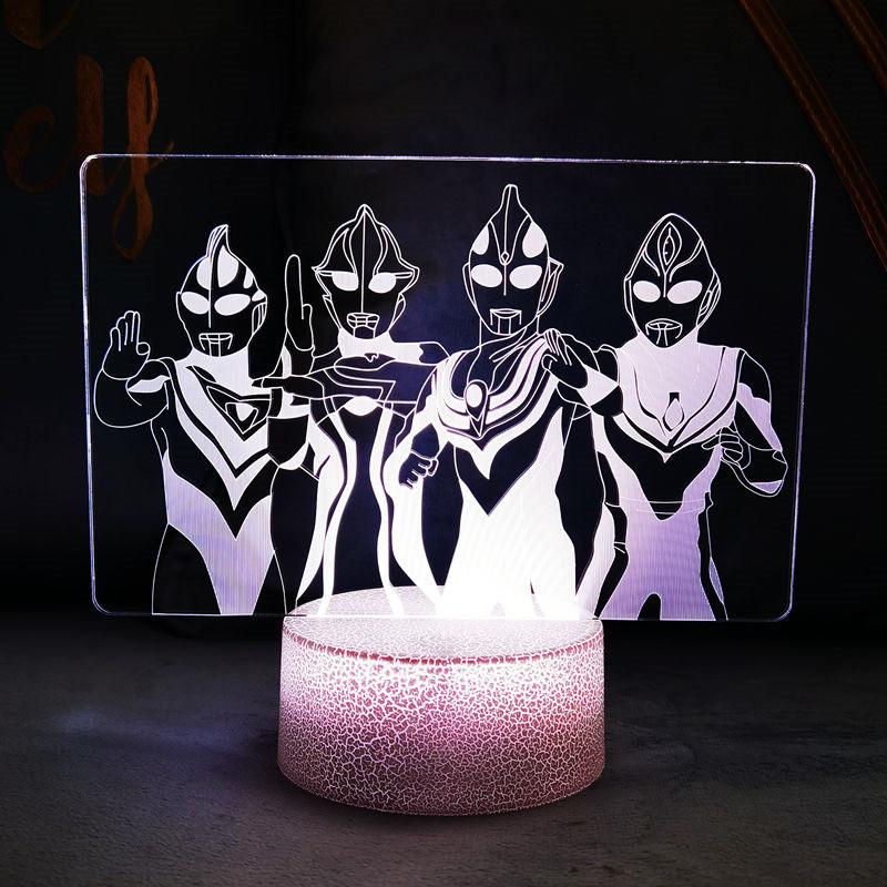 Led Cartoon Ultraman Bedroom Sleep Bed 3d Creative Desk Lamp Usb Straight Insert
