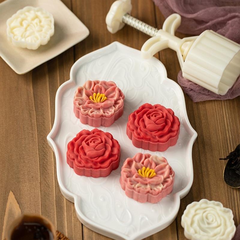 Multifunktionales Dessertformen-Set Dessert-Presswerkzeug Rosenförmiges Dessertformwerkzeug Mungobohnenkuchenformen zum Backen