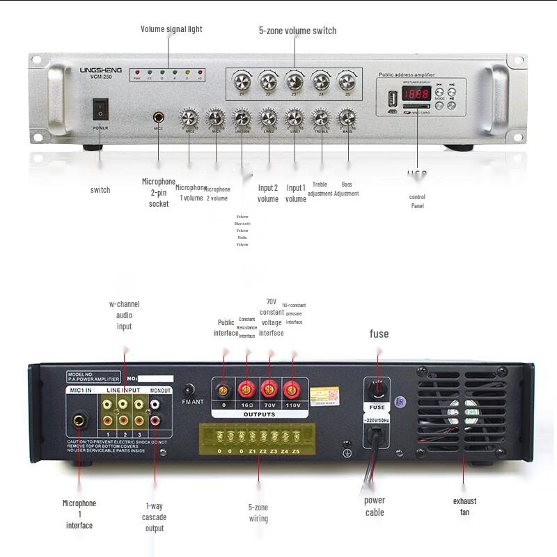 LINGSHENG High-Power Bluetooth Public Address Amplifier CN Plug (adapter Included)