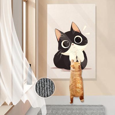 Rascador de Pared para Gatos Almohadilla Rascadora Autoadhesiva para Gatos Lindo Patrón de Gatito Alfombrilla Rascadora Protege Muebles y Paredes para Gatos de Interior