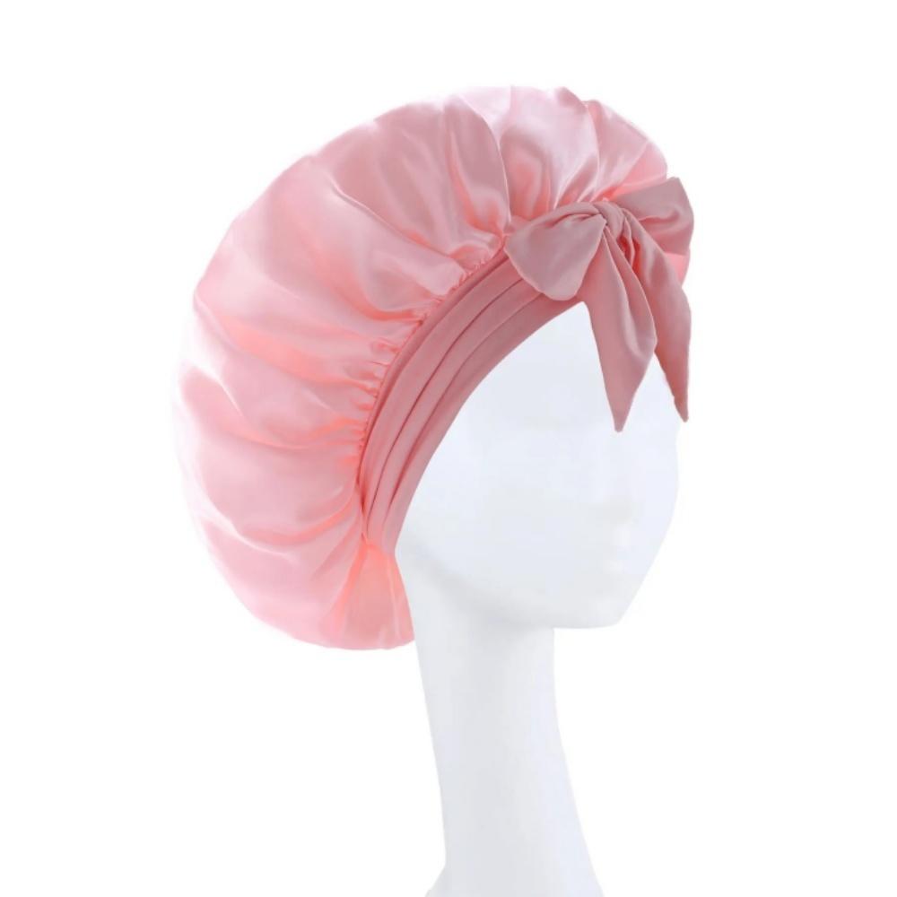 Sleeping Hat Satin Solid Wide-brimmed Beauty Headscarf Head Wrap Elastic Band Cap Hair Care Bonnet Night Hat Hair Salon Cap Tool